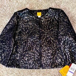 Ruby Rd. 18. Black & Silver zip up jacket. With two pockets .